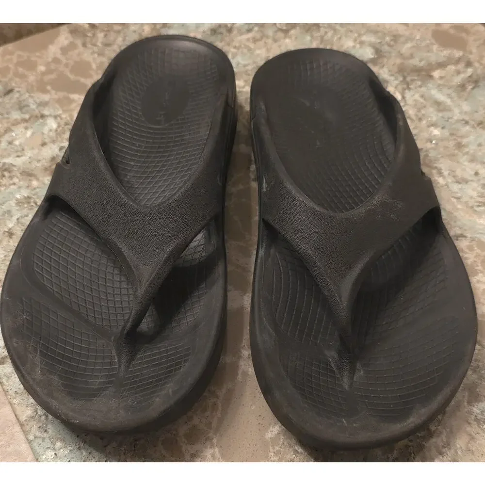 OOFOS OOriginal Unisex M8 W10 Sandals Thong Black Comfort Recovery Flip Flops